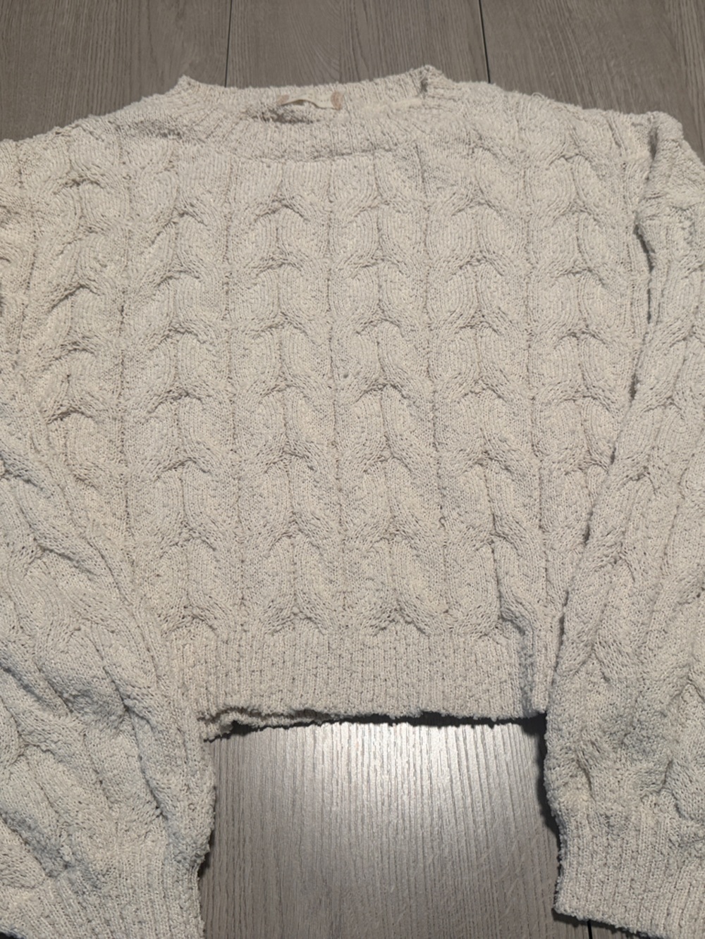 Altar'd State Light Cream Cable Scoop-Neck Sweater